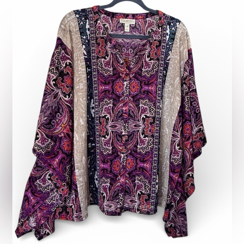 Dana Buchman Purple and Cream Paisley-ish Shirt